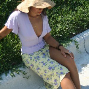 Lilac and Yellow Pastel Skirt and Top Set